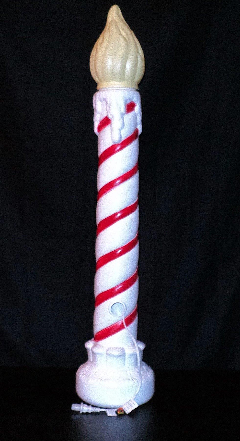 Grand Venture 36" White Christmas Candle with Yellow Flame Tip Blow Mold Rear View