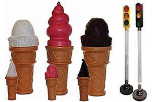 Union Products Ice Cream Cone and Traffic Lights Novelty Blow Molds